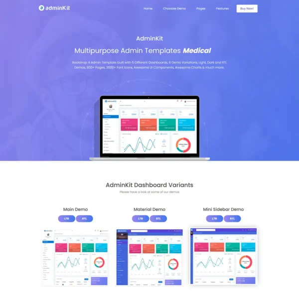 AdminKit – Multipurpose Bootstrap 4.0 Admin Templates