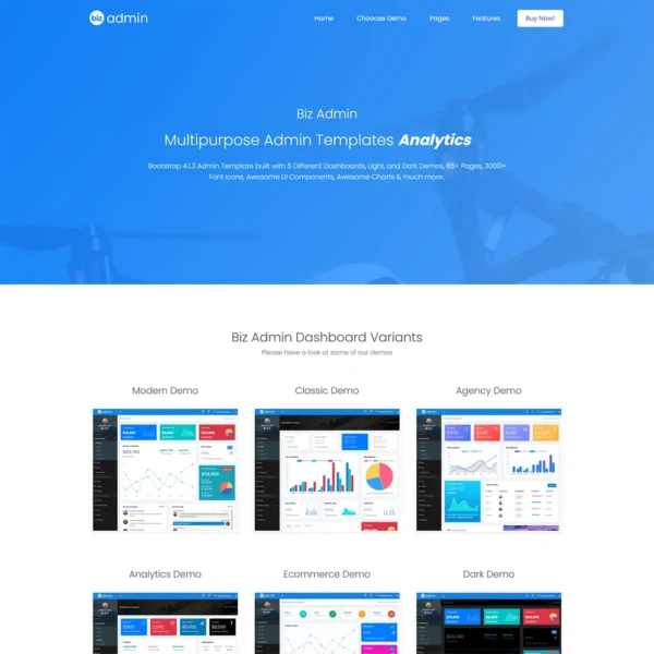 Bizadmin – Multipurpose Bootstrap 4 Admin Templates + UI Kit