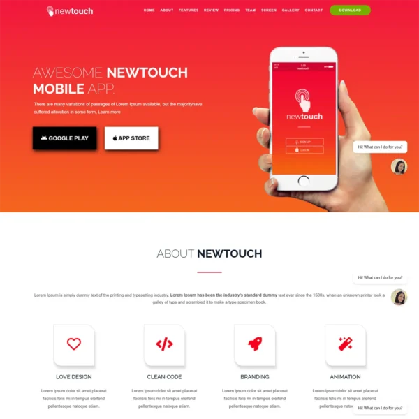 Newtouch - App Landing Technology Joomla 5 Template